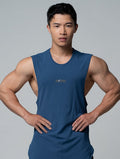 FluxFit™ LOGO沖孔訓練背心 (斜紋藍) - AROAK 機能健身服飾 | 專為健人打造