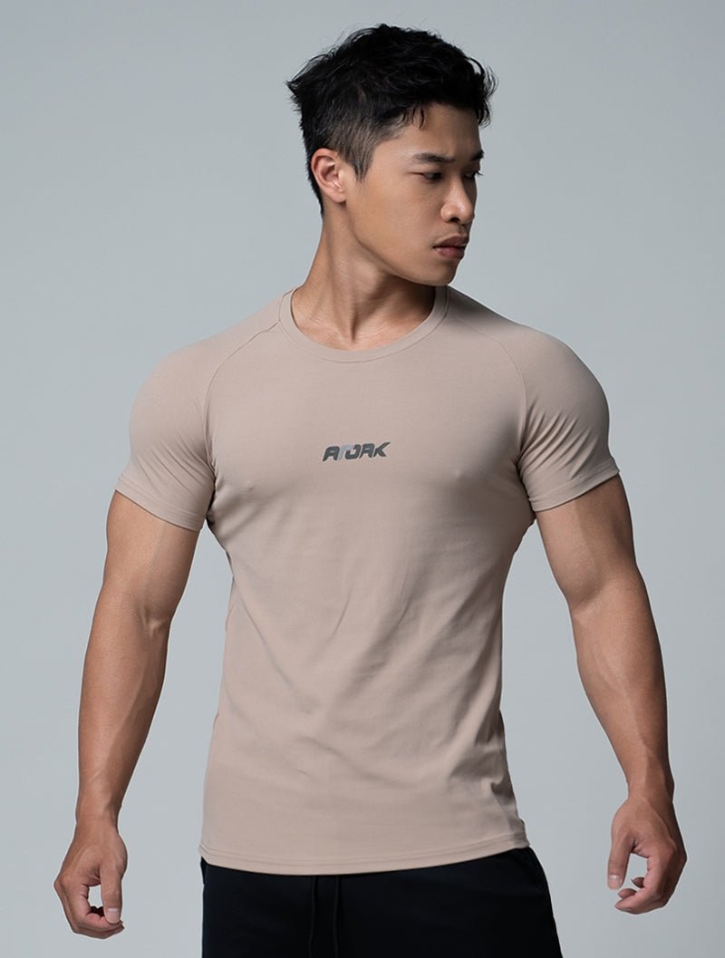 FluxFit™ LOGO沖孔訓練上衣 (荳蔻棕) - AROAK 機能健身服飾 | 專為健人打造