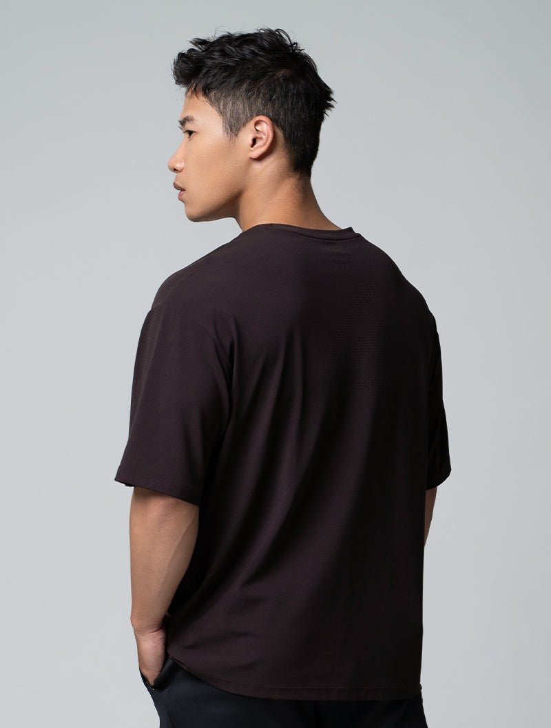 FluxFit™ LOGO沖孔OVERSIZED訓練上衣 (杉木棕) - AROAK 機能健身服飾 | 專為健人打造