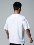 FluxFit™ LOGO沖孔OVERSIZED訓練上衣 (白) - AROAK 機能健身服飾 | 專為健人打造