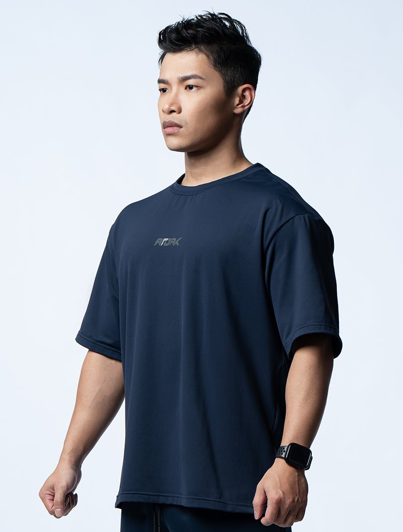 FluxFit™ OVERSIZED機能短袖訓練上衣 (英雄藍) - AROAK 機能健身服飾 | 專為健人打造
