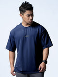 FluxFit™ OVERSIZED 機能短袖訓練上衣 (斜紋藍) - AROAK 機能健身服飾 | 專為健人打造