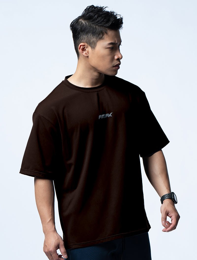 FluxFit™ OVERSIZED 機能短袖訓練上衣 (杉木棕) - AROAK 機能健身服飾 | 專為健人打造