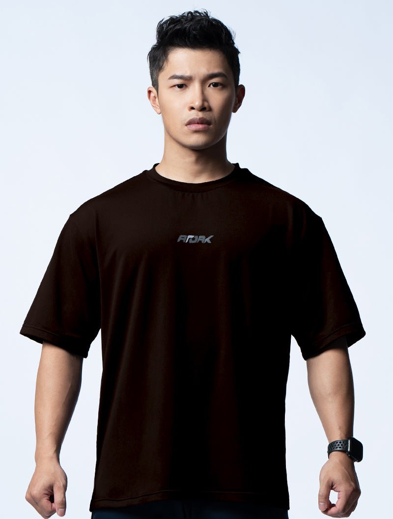 FluxFit™ OVERSIZED 機能短袖訓練上衣 (杉木棕) - AROAK 機能健身服飾 | 專為健人打造