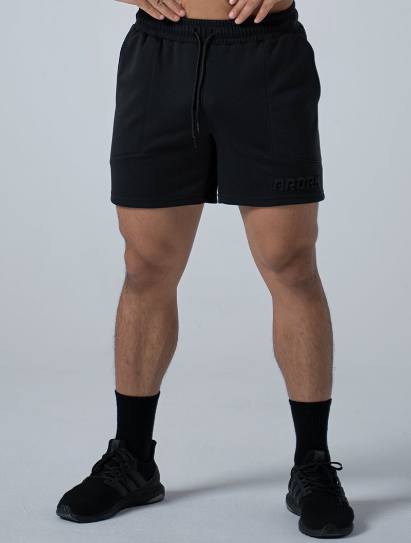立體 LOGO 休閒短褲 (黑) - AROAK 機能健身服飾 | 專為健人打造