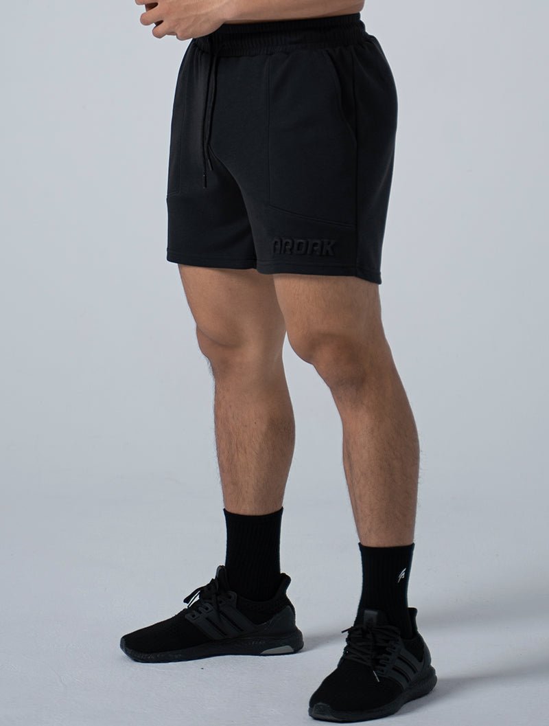 立體 LOGO 休閒短褲 (黑) - AROAK 機能健身服飾 | 專為健人打造