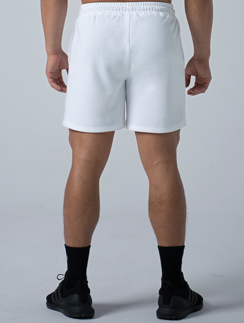 立體 LOGO 休閒短褲 (白) - AROAK 機能健身服飾 | 專為健人打造