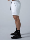 立體 LOGO 休閒短褲 (白) - AROAK 機能健身服飾 | 專為健人打造