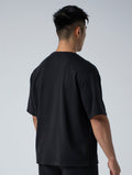 立體 LOGO 寬版休閒短袖上衣 (黑) - AROAK 機能健身服飾 | 專為健人打造