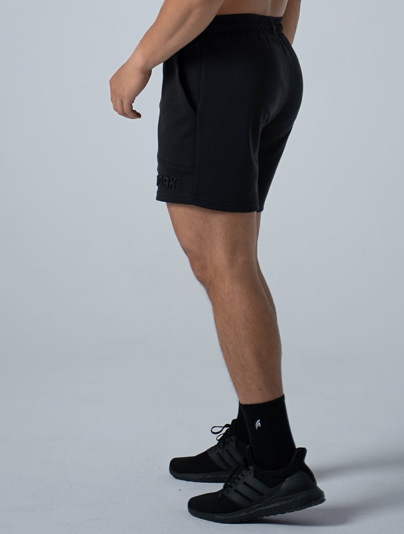 立體 LOGO 休閒短褲 (黑) - AROAK 機能健身服飾 | 專為健人打造