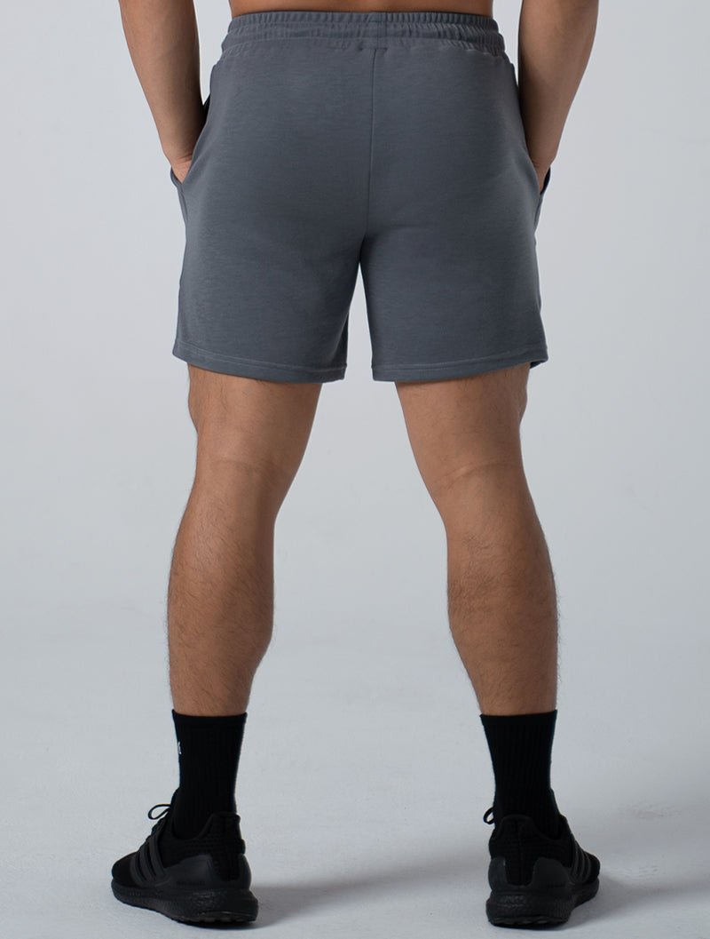 立體 LOGO 休閒短褲 (水泥灰) - AROAK 機能健身服飾 | 專為健人打造