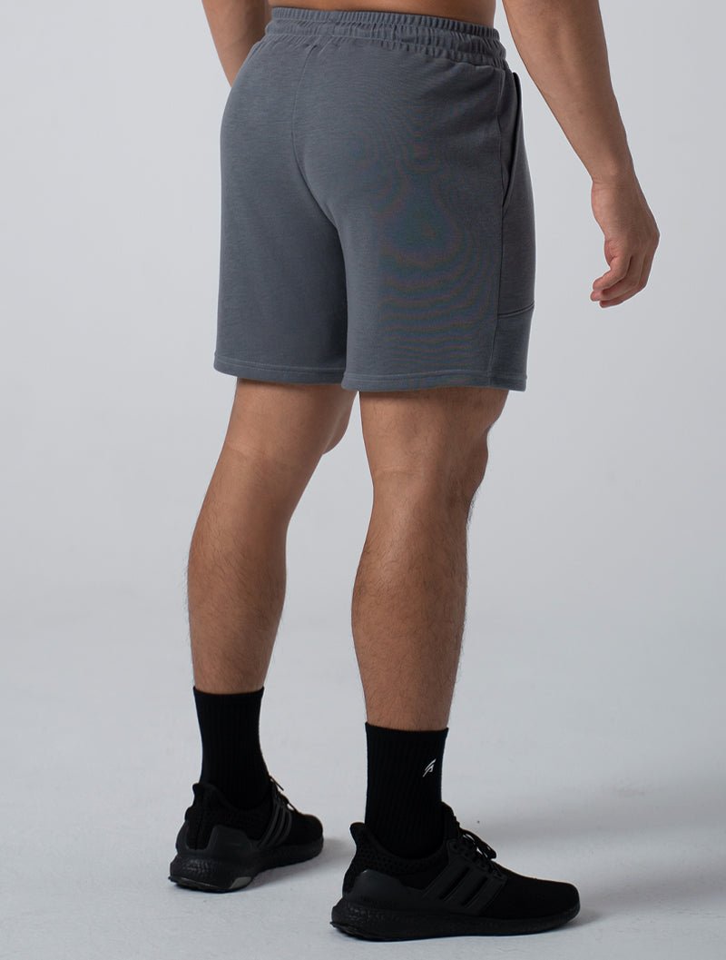 立體 LOGO 休閒短褲 (水泥灰) - AROAK 機能健身服飾 | 專為健人打造