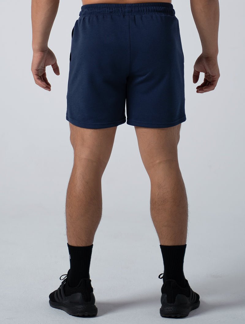 立體 LOGO 休閒短褲 (深藍) - AROAK 機能健身服飾 | 專為健人打造
