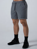 立體 LOGO 休閒短褲 (水泥灰) - AROAK 機能健身服飾 | 專為健人打造
