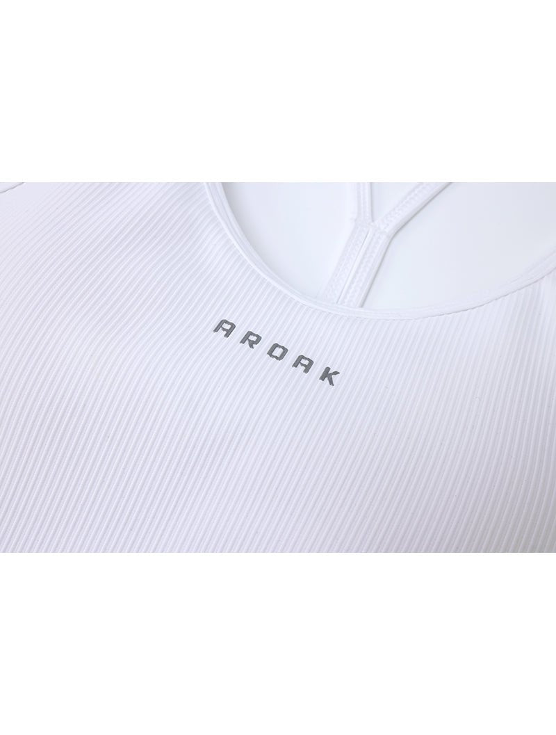 Lumin™ 肌能坑條蝴蝶背運動背心 24 - 1 (白) - AROAK 機能健身服飾 | 專為健人打造