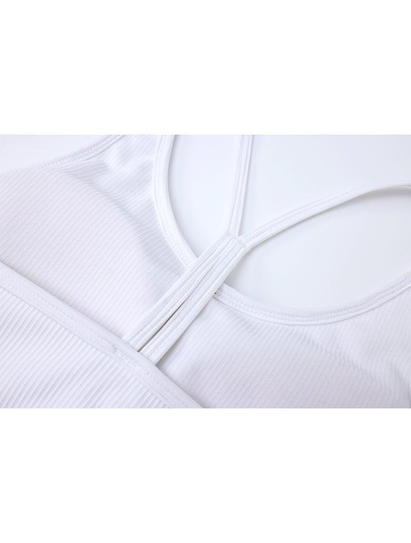 Lumin™ 肌能坑條蝴蝶背運動背心 24 - 1 (白) - AROAK 機能健身服飾 | 專為健人打造