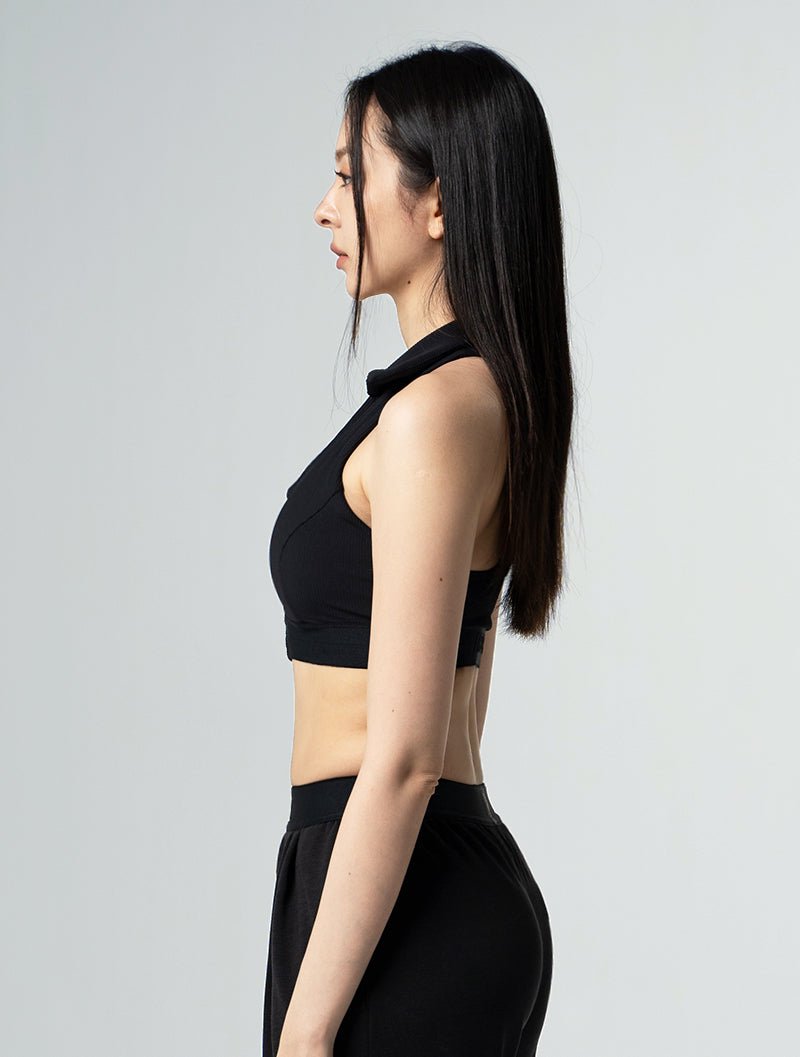 Lumin™ Polo美型領前拉式Bra Top 25 - 1 (黑) - AROAK 機能健身服飾 | 專為健人打造