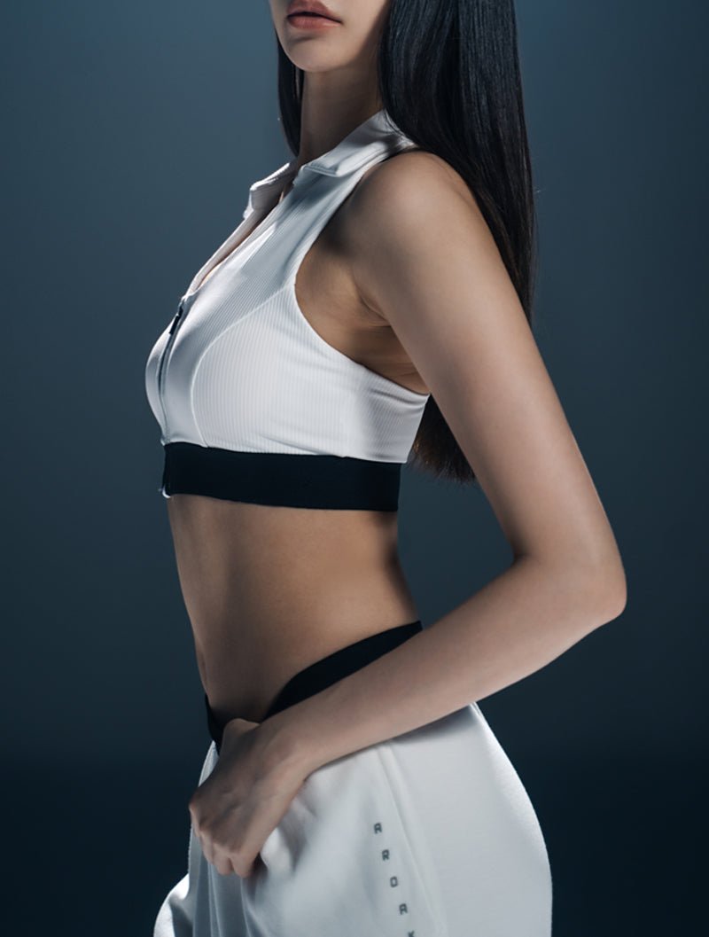 Lumin™ Polo美型領前拉式Bra Top 25 - 1 (黑) - AROAK 機能健身服飾 | 專為健人打造