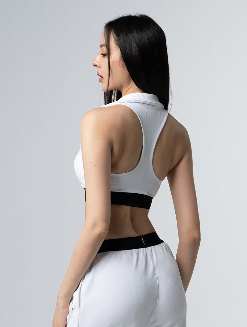 Lumin™ Polo美型領前拉式Bra Top 25 - 1 (白) - AROAK 機能健身服飾 | 專為健人打造