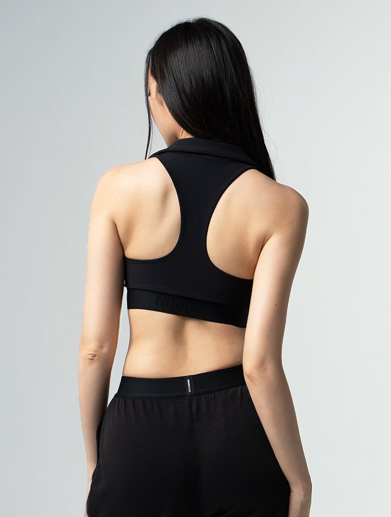 Lumin™ Polo美型領前拉式Bra Top 25 - 1 (黑) - AROAK 機能健身服飾 | 專為健人打造