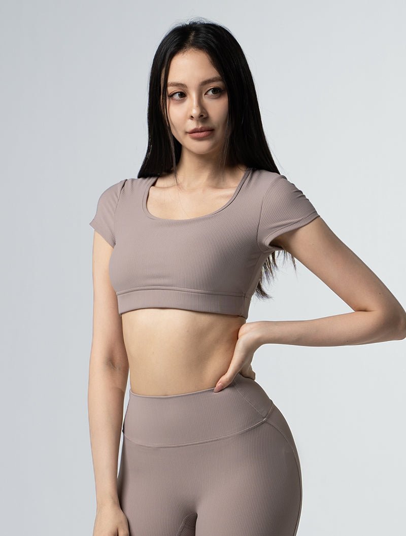 Lumin™ U領後挖背Bra Top 25 - 1 (奶茶杏) - AROAK 機能健身服飾 | 專為健人打造