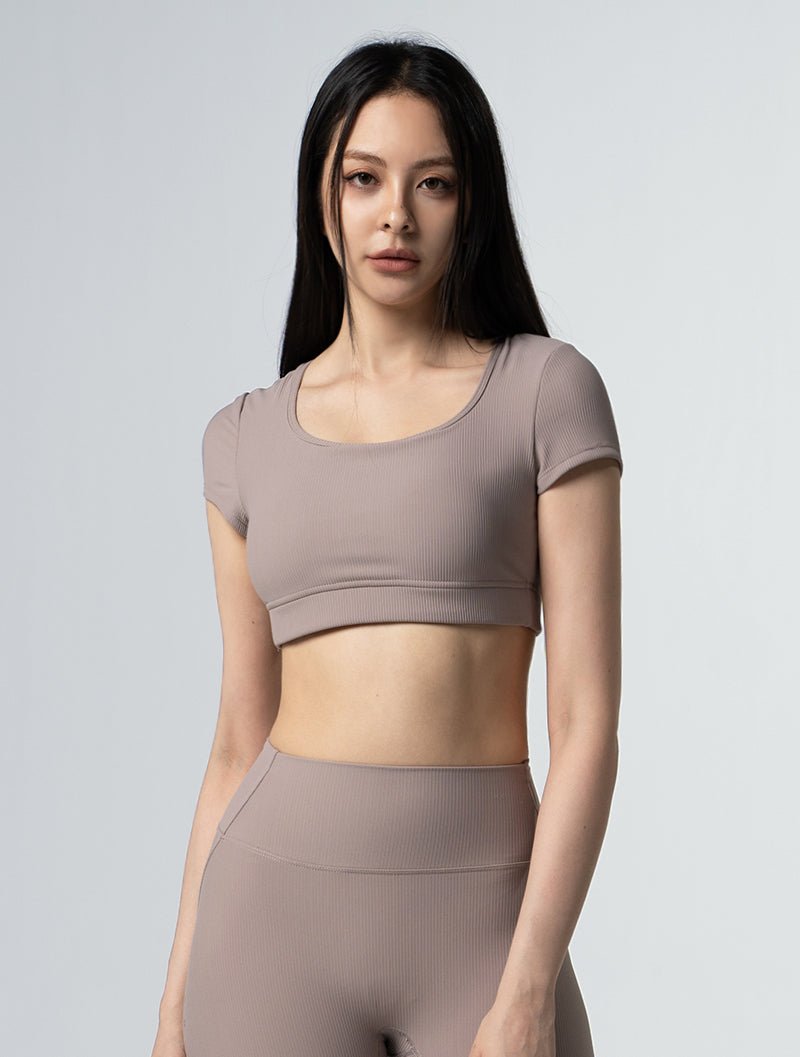 Lumin™ U領後挖背Bra Top 25 - 1 (奶茶杏) - AROAK 機能健身服飾 | 專為健人打造