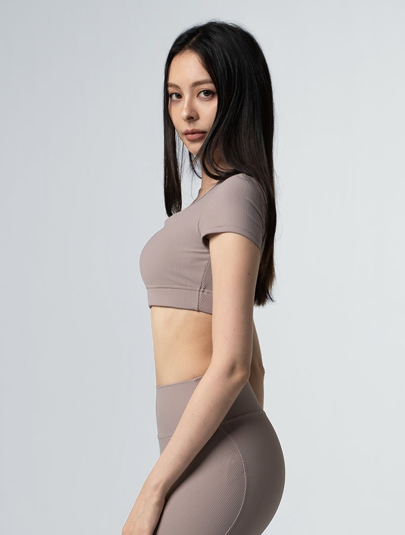 Lumin™ U領後挖背Bra Top 25 - 1 (奶茶杏) - AROAK 機能健身服飾 | 專為健人打造