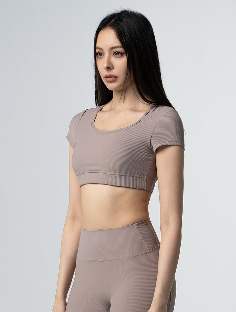 Lumin™ U領後挖背Bra Top 25 - 1 (奶茶杏) - AROAK 機能健身服飾 | 專為健人打造