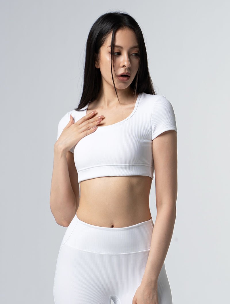 Lumin™ U領後挖背Bra Top 25 - 1 (白) - AROAK 機能健身服飾 | 專為健人打造