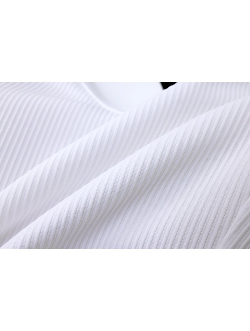 Lumin™ 肌能坑條V領交叉運動背心 24 - 1 (白) - AROAK 機能健身服飾 | 專為健人打造