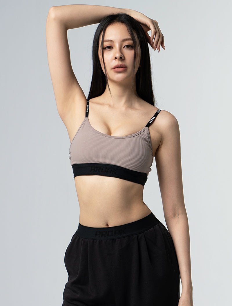 Lumin™ Xross鬆緊美背BraTop 25 - 1 (奶茶杏) - AROAK 機能健身服飾 | 專為健人打造