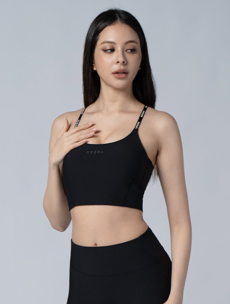 Lumin™ Y字調節美波BraTop 24 - 2 (黑) - AROAK 機能健身服飾 | 專為健人打造