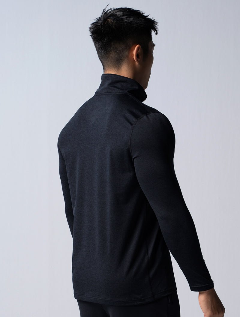 NAP™ - Twist 高磅數極致觸感立領半開襟衫 (麻花黑) - AROAK 機能健身服飾 | 專為健人打造