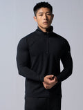 NAP™ - Twist 極致觸感立領半開襟衫 (麻花黑) - AROAK 機能健身服飾 | 專為健人打造