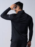 NAP™ - Twist 高磅數極致觸感立領半開襟衫 (麻花黑) - AROAK 機能健身服飾 | 專為健人打造