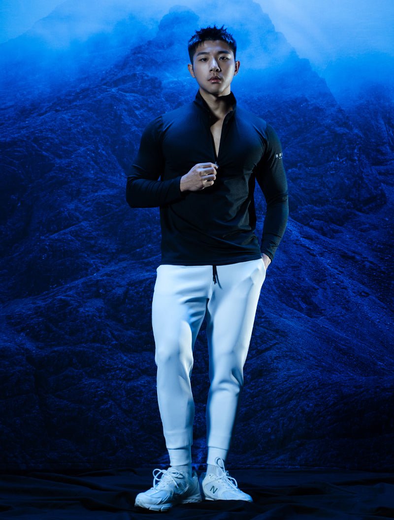 NAP™ - Twist 極致觸感立領半開襟衫 (麻花黑) - AROAK 機能健身服飾 | 專為健人打造