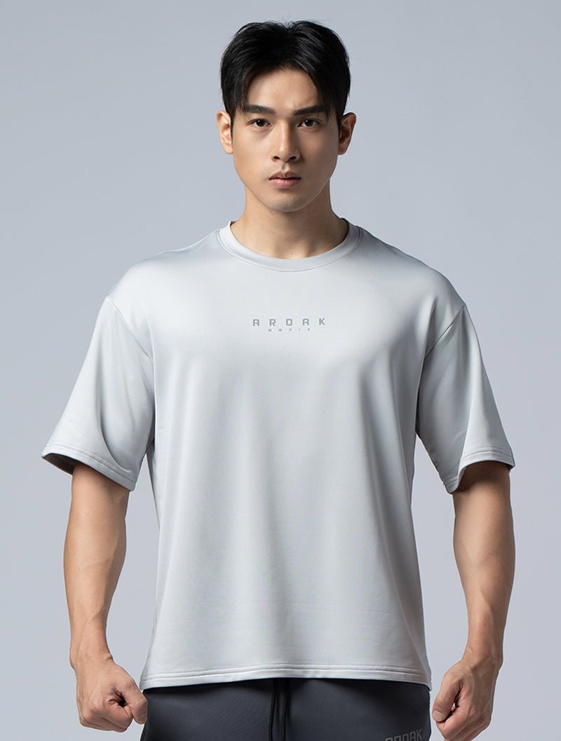 ONE - WAY™ 單向導濕後袖剪接訓練上衣 (淺灰) - AROAK 機能健身服飾 | 專為健人打造