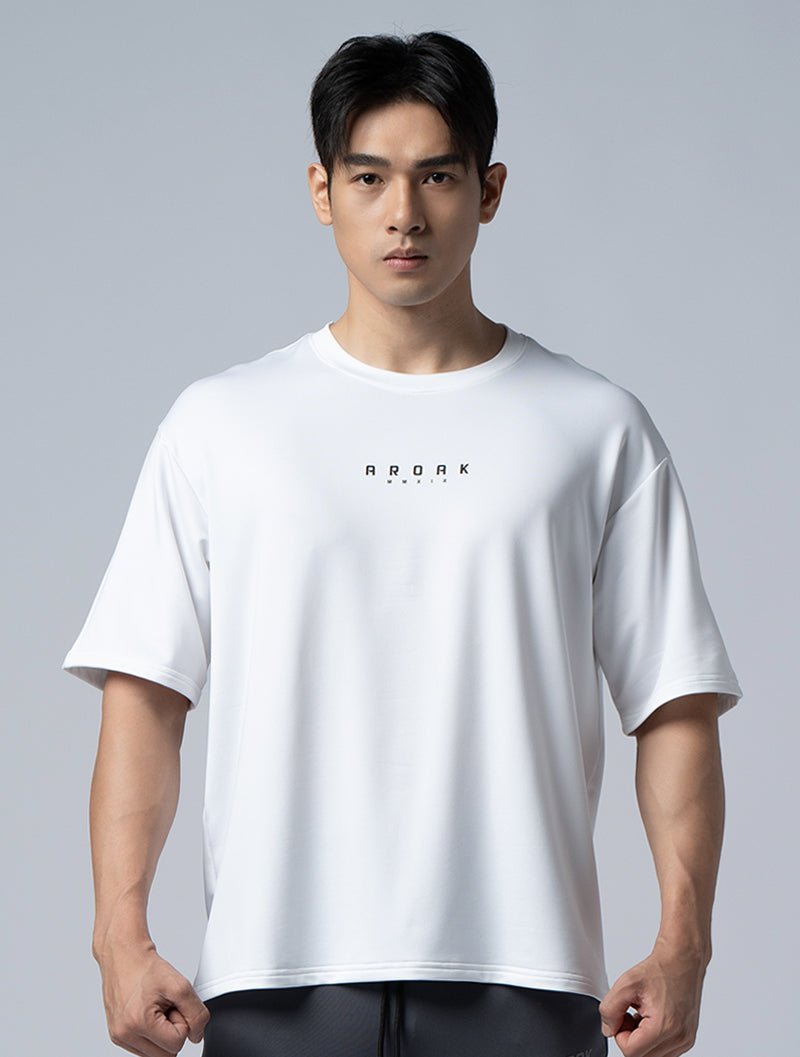 ONE-WAY™ 單向導濕後袖剪接訓練上衣 (白) - AROAK 機能健身服飾 | 專為健人打造