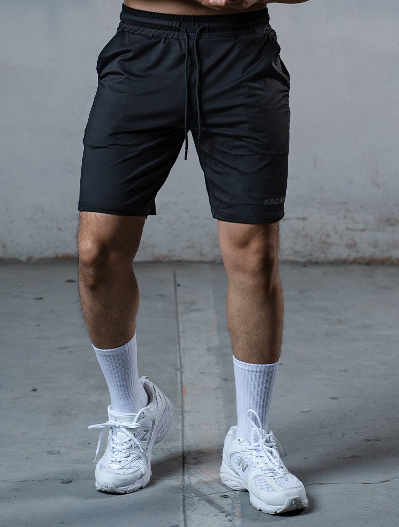 弧型拼接機能短褲 (黑) - AROAK 機能健身服飾 | 專為健人打造