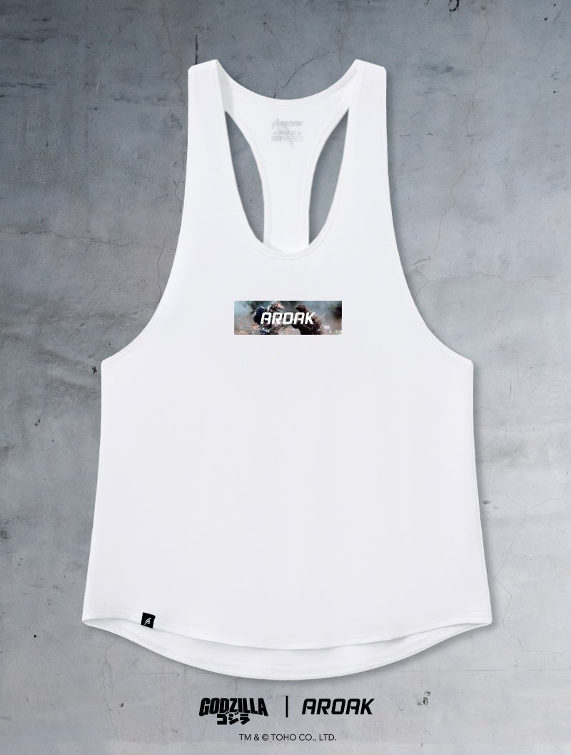 哥吉拉爭霸之戰機能背心 (白) - AROAK 機能健身服飾 | 專為健人打造