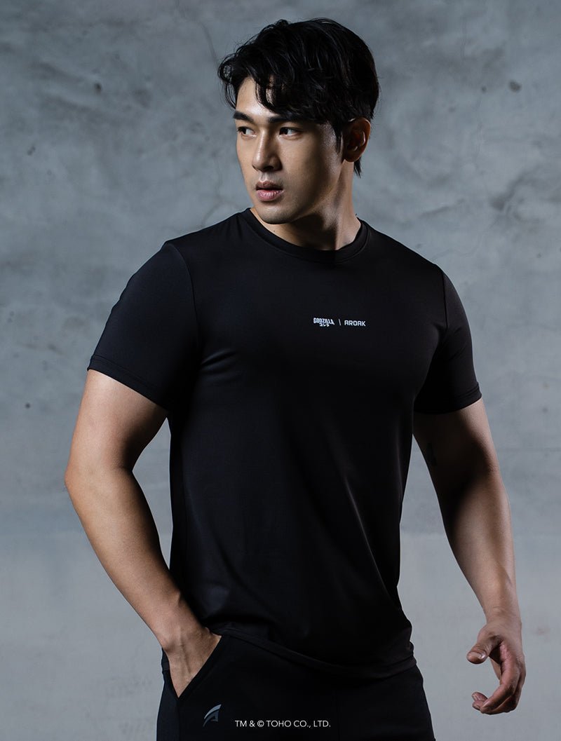 哥吉拉不朽王者機能短袖上衣 (黑) - AROAK 機能健身服飾 | 專為健人打造