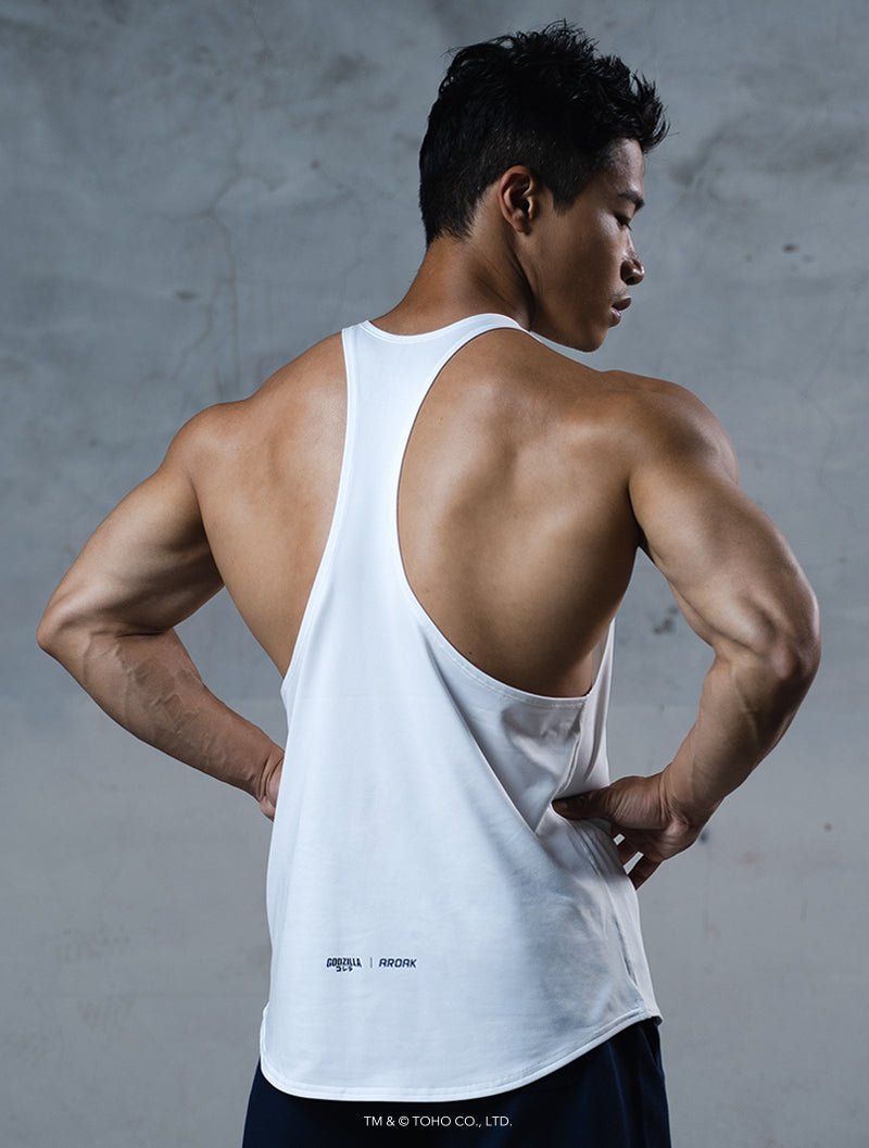 哥吉拉爭霸之戰機能背心 (白) - AROAK 機能健身服飾 | 專為健人打造