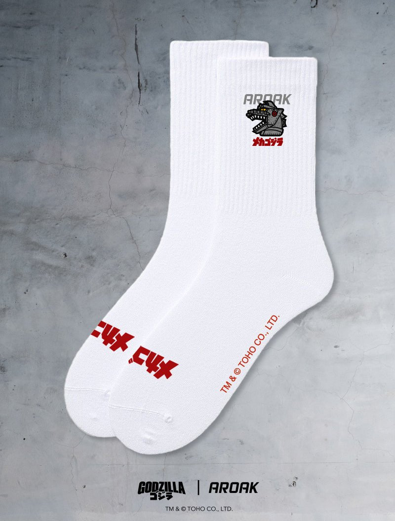 哥吉拉 - 機械哥吉拉襪子 (白) - AROAK 機能健身服飾 | 專為健人打造
