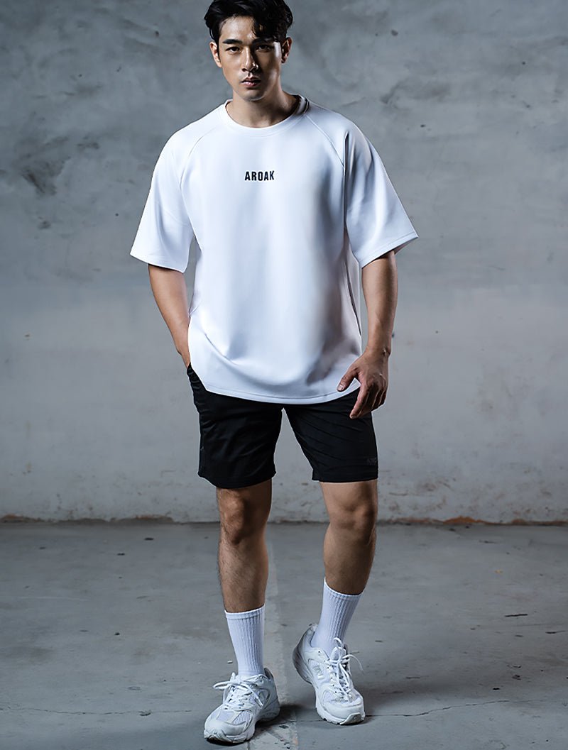 弧型拼接機能短褲 (黑) - AROAK 機能健身服飾 | 專為健人打造