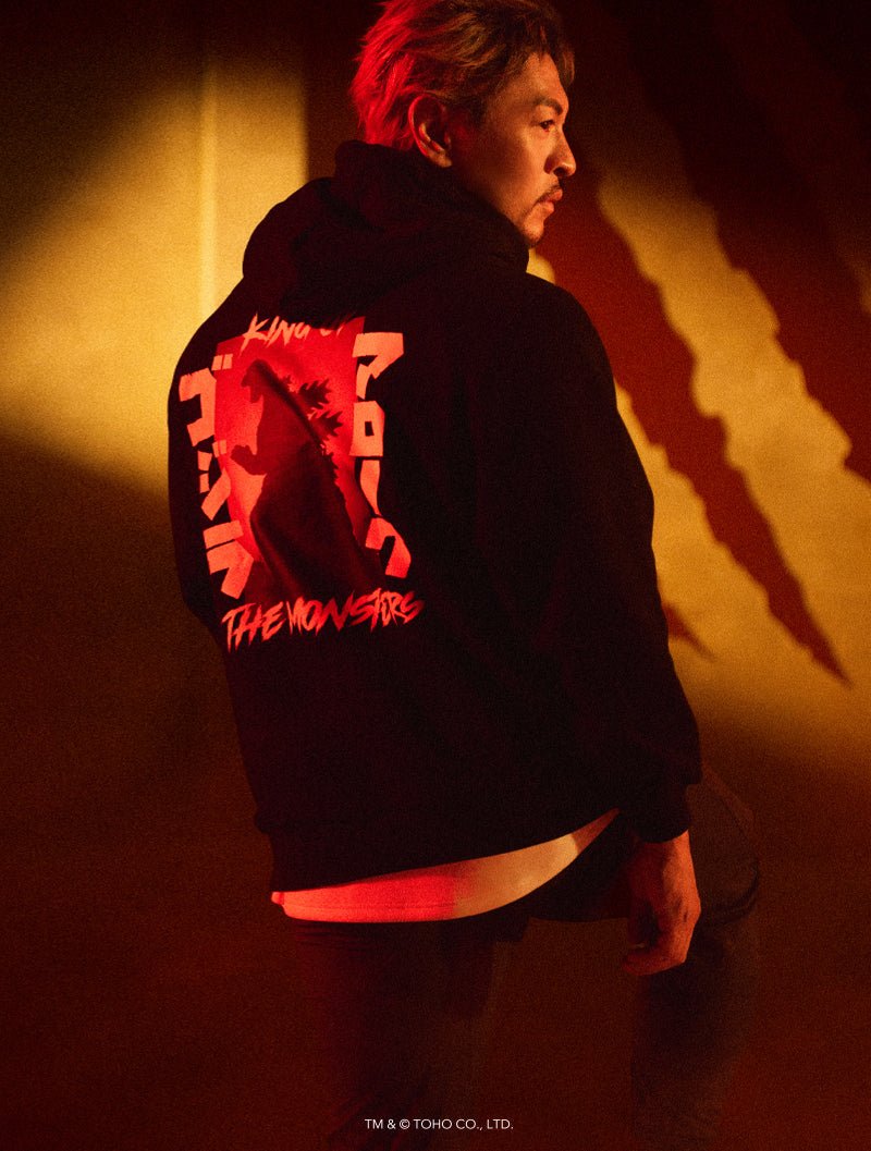 哥吉拉怪獸之王休閒連帽上衣 (黑) - AROAK 機能健身服飾 | 專為健人打造