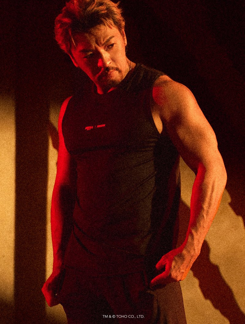 哥吉拉經典機能寛肩背心 (黑) - AROAK 機能健身服飾 | 專為健人打造