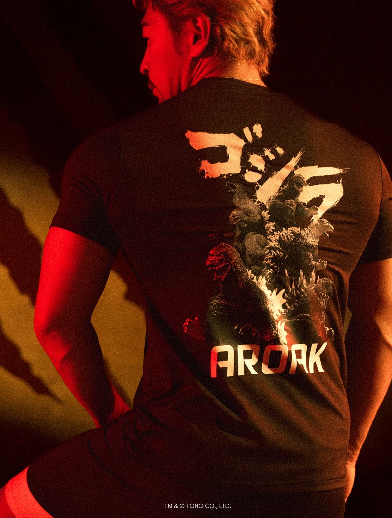 哥吉拉不朽王者機能短袖上衣 (黑) - AROAK 機能健身服飾 | 專為健人打造