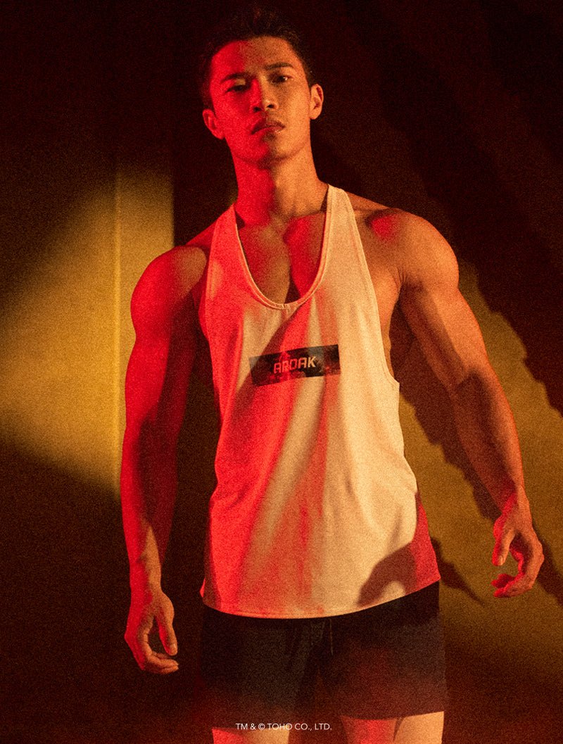 哥吉拉爭霸之戰機能背心 (白) - AROAK 機能健身服飾 | 專為健人打造