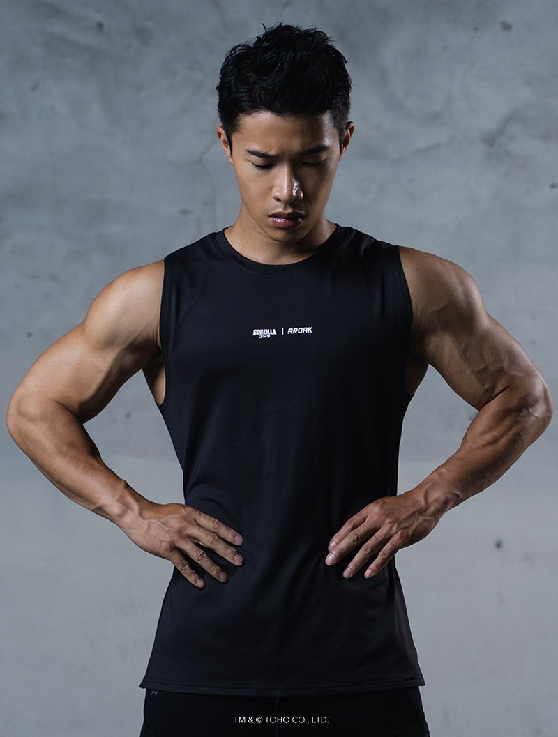哥吉拉經典機能寛肩背心 (黑) - AROAK 機能健身服飾 | 專為健人打造