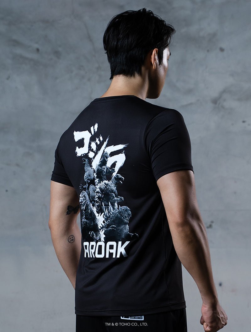 哥吉拉不朽王者機能短袖上衣 (黑) - AROAK 機能健身服飾 | 專為健人打造